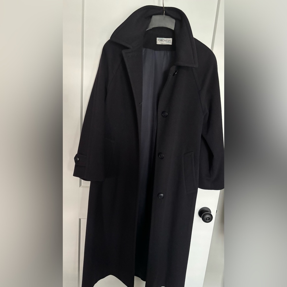 WOMENS FORESTER OF BOSTON INK BLUE 100% WOOL BALMACAAN LONG BUTTON COAT SZ 6 - Picture 5 of 13